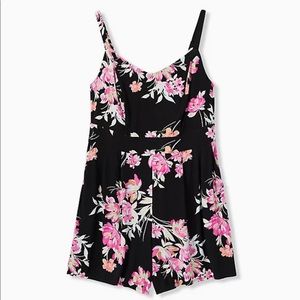 Torrid Super Soft Black Floral Romper